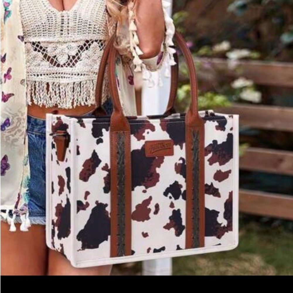 Haltson Cow Print Tote Bag